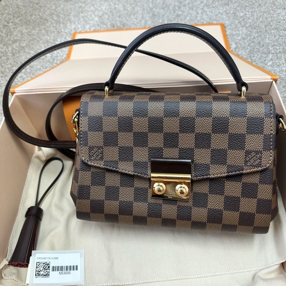 Louis Vuitton Handbags - Louis Vuitton Brown Damier Ebene Top-Handle Satchel with Gold Hardware